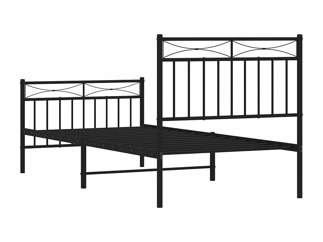 Bettgestell mit Kopf- und Fußteil Metall Schwarz 90x200 cm