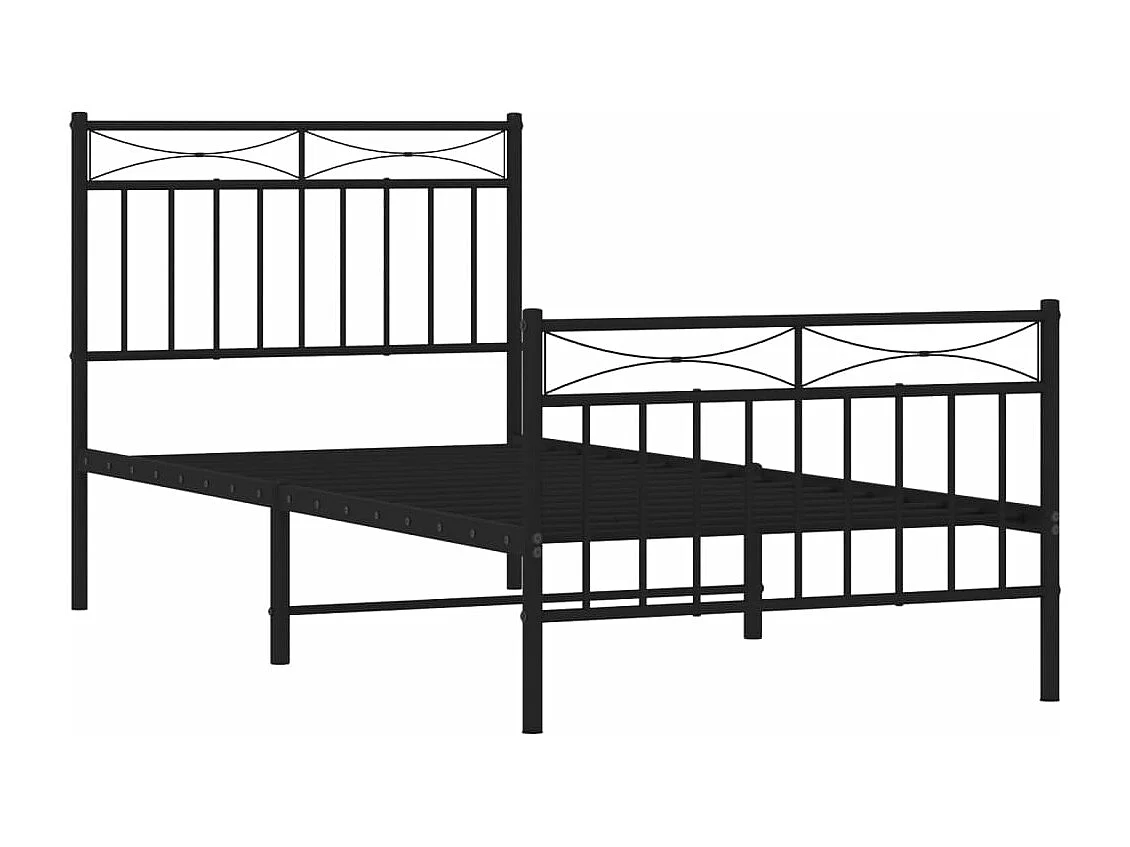 Cadre de lit métal sans matelas avec pied de lit noir 90x200 cm