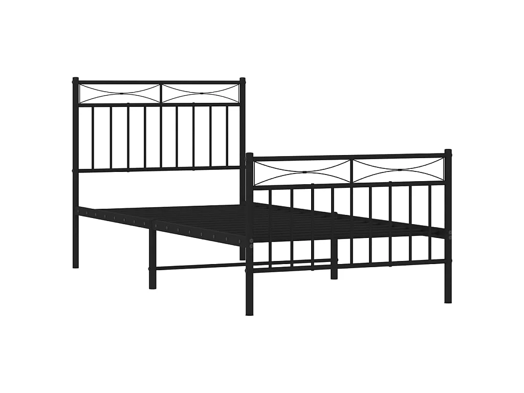 Bettgestell mit Kopf- und Fußteil Metall Schwarz 90x200 cm