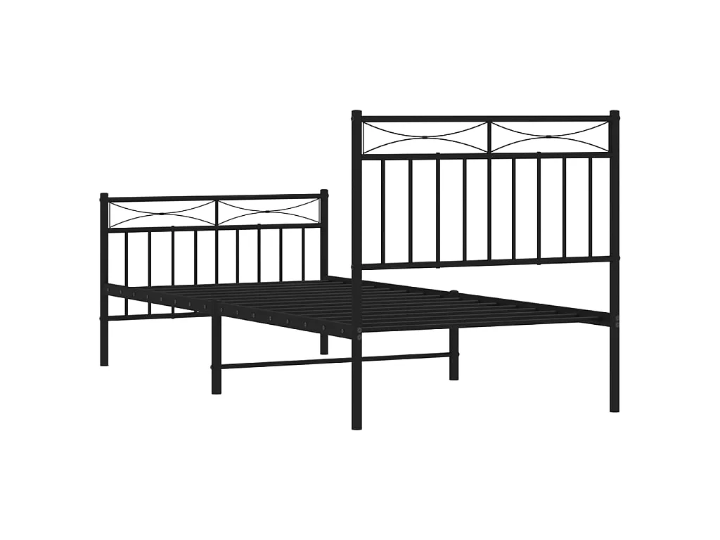 Bettgestell mit Kopf- und Fußteil Metall Schwarz 90x200 cm