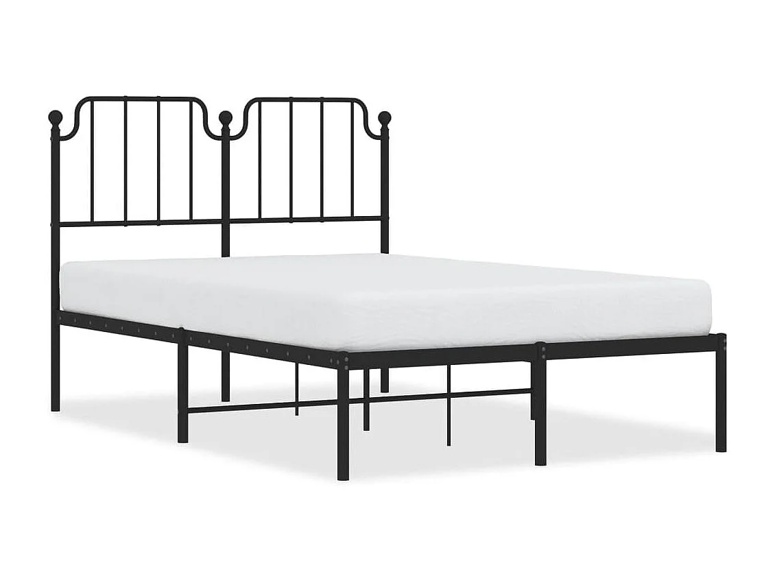 Cadre de lit métal sans matelas avec tête de lit noir 120x190cm