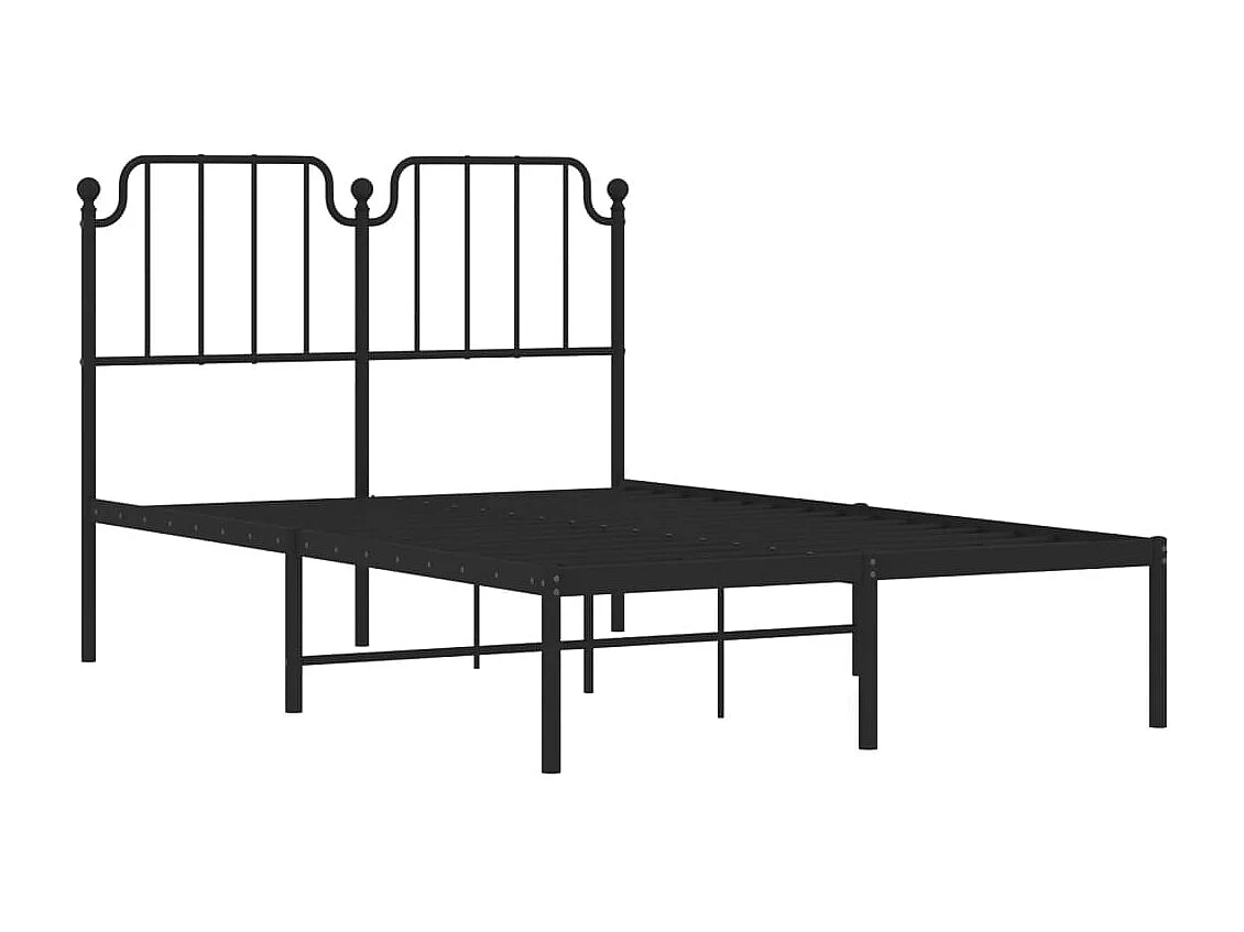 Cadre de lit métal sans matelas avec tête de lit noir 120x190cm