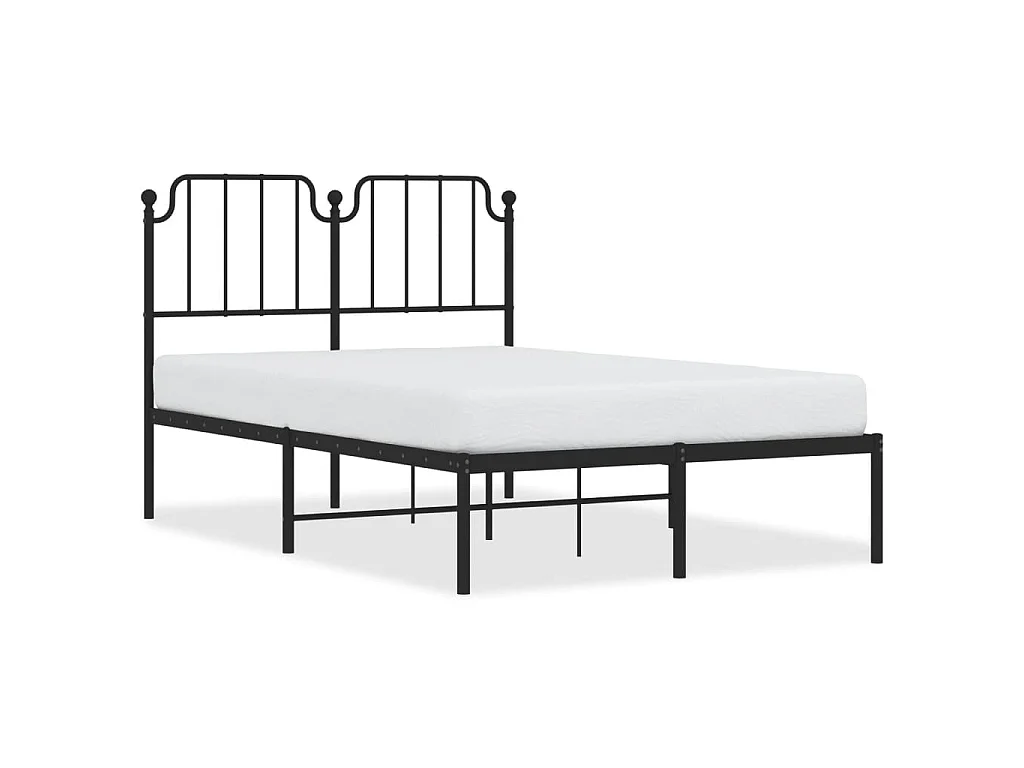 Cadre de lit métal sans matelas avec tête de lit noir 120x190cm