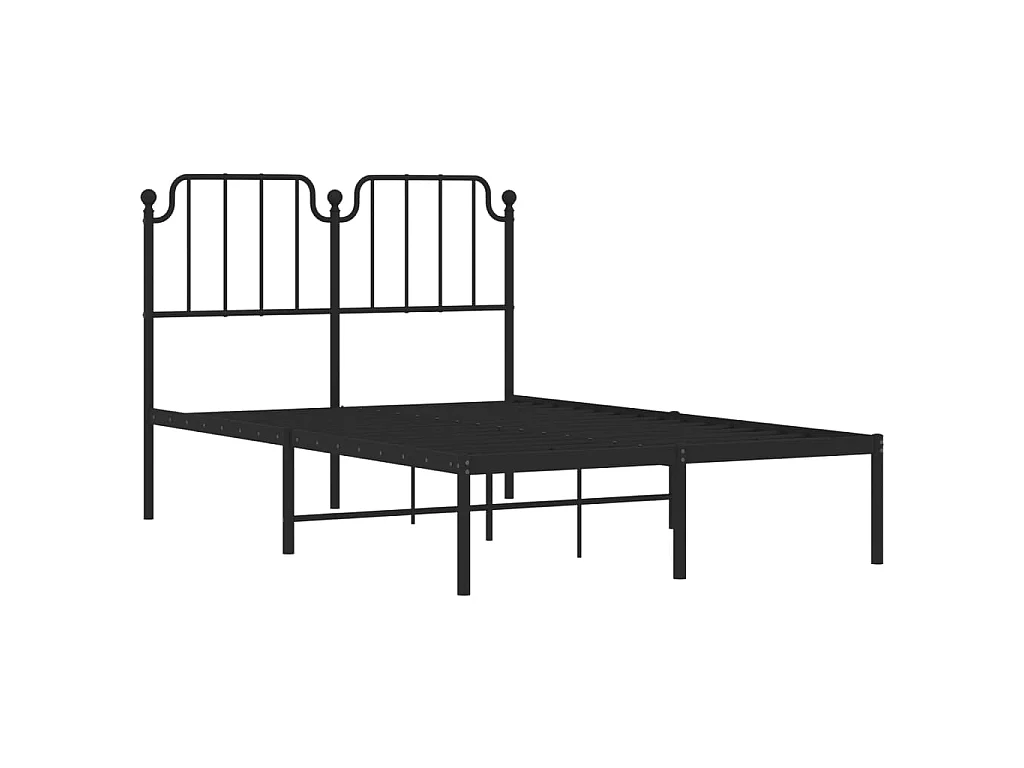Cadre de lit métal sans matelas avec tête de lit noir 120x190cm