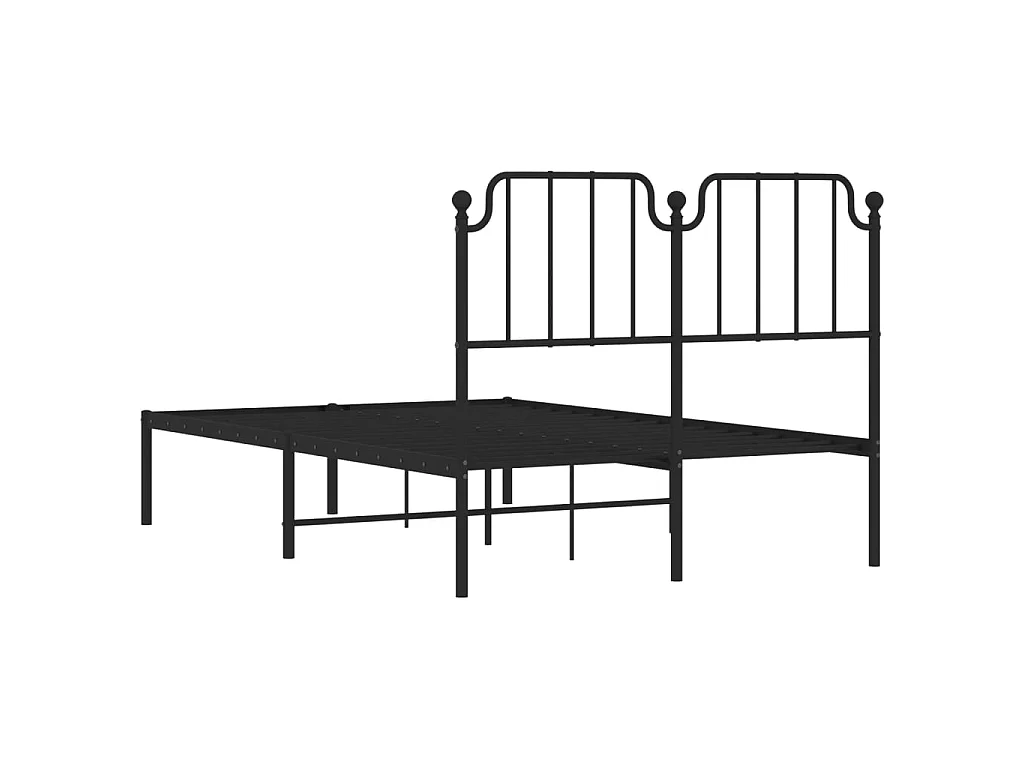 Cadre de lit métal sans matelas avec tête de lit noir 120x190cm