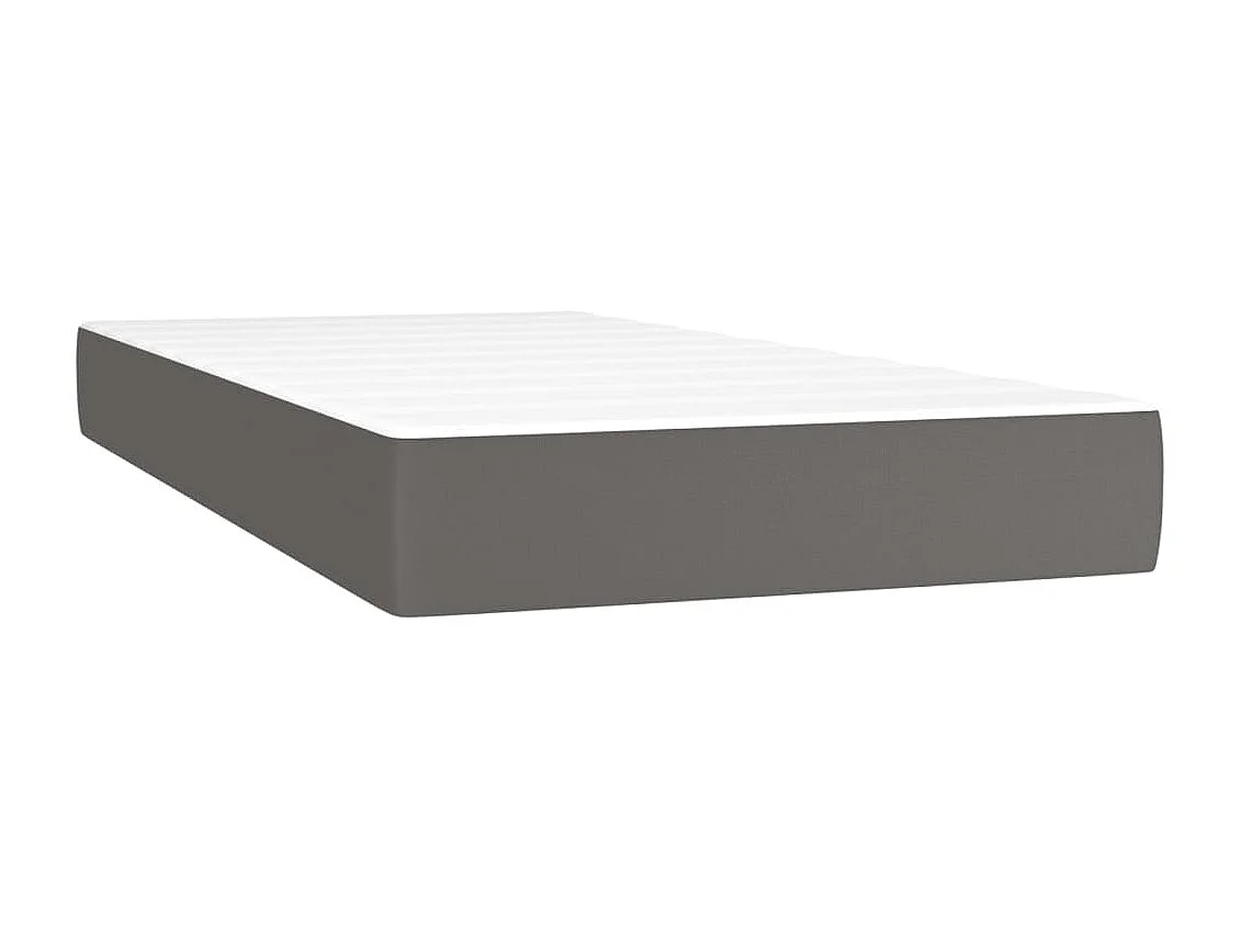 Cama box spring con colchón cuero sintético gris 120x190 cm