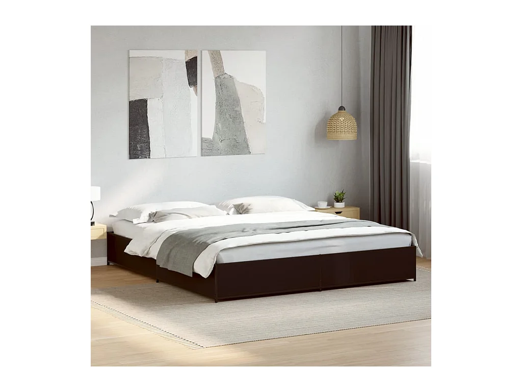 Cadre de lit sans matelas noir 200x200 cm