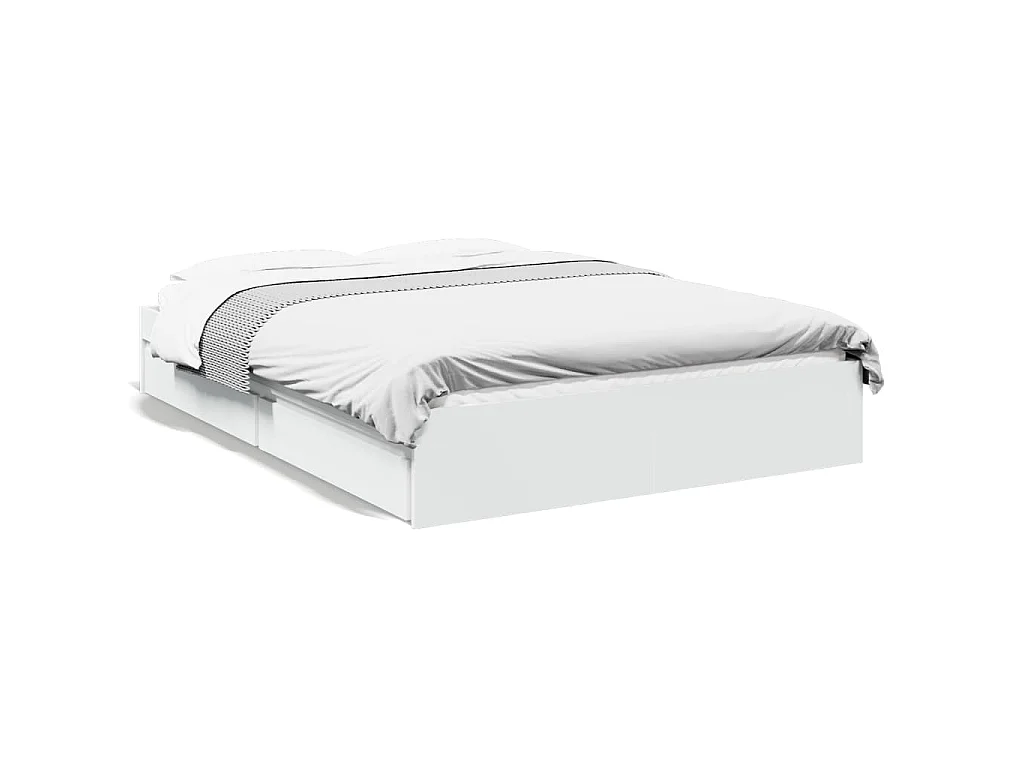 Cadre de lit avec tiroirs sans matelas blanc 140x190 cm