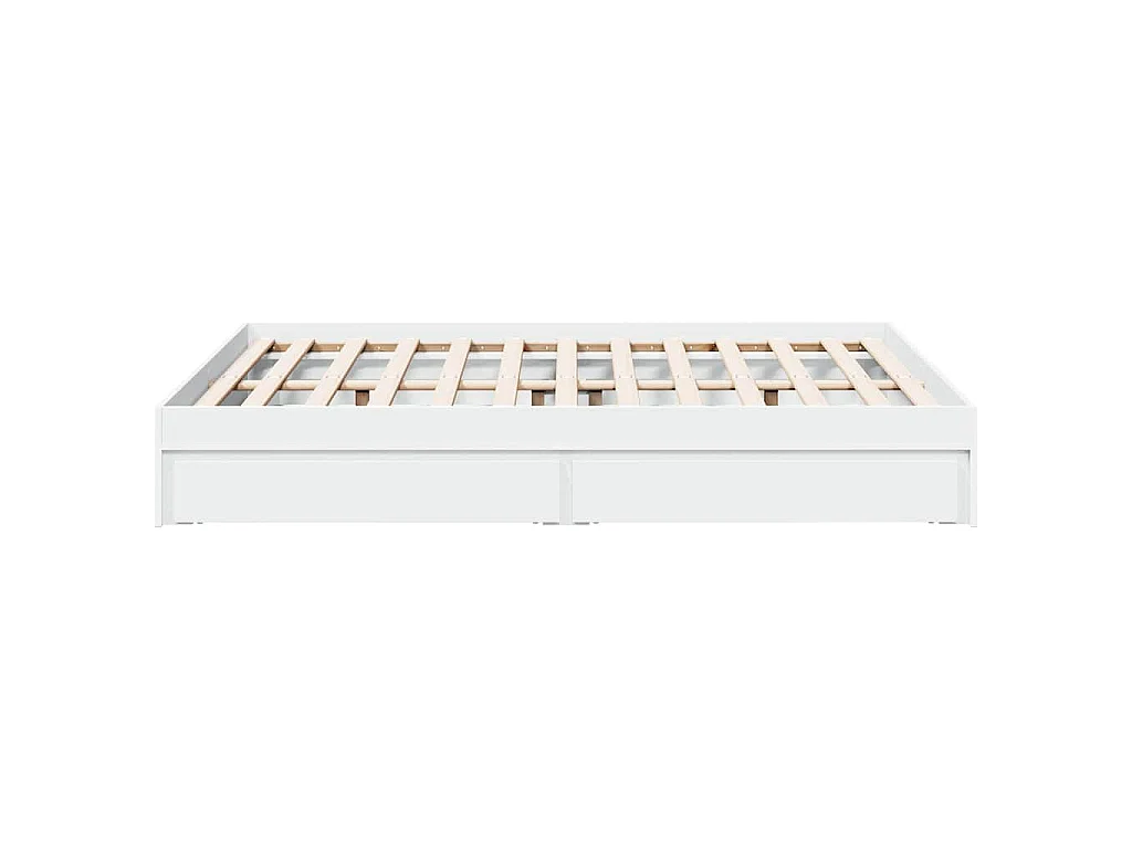 Cadre de lit avec tiroirs sans matelas blanc 140x190 cm