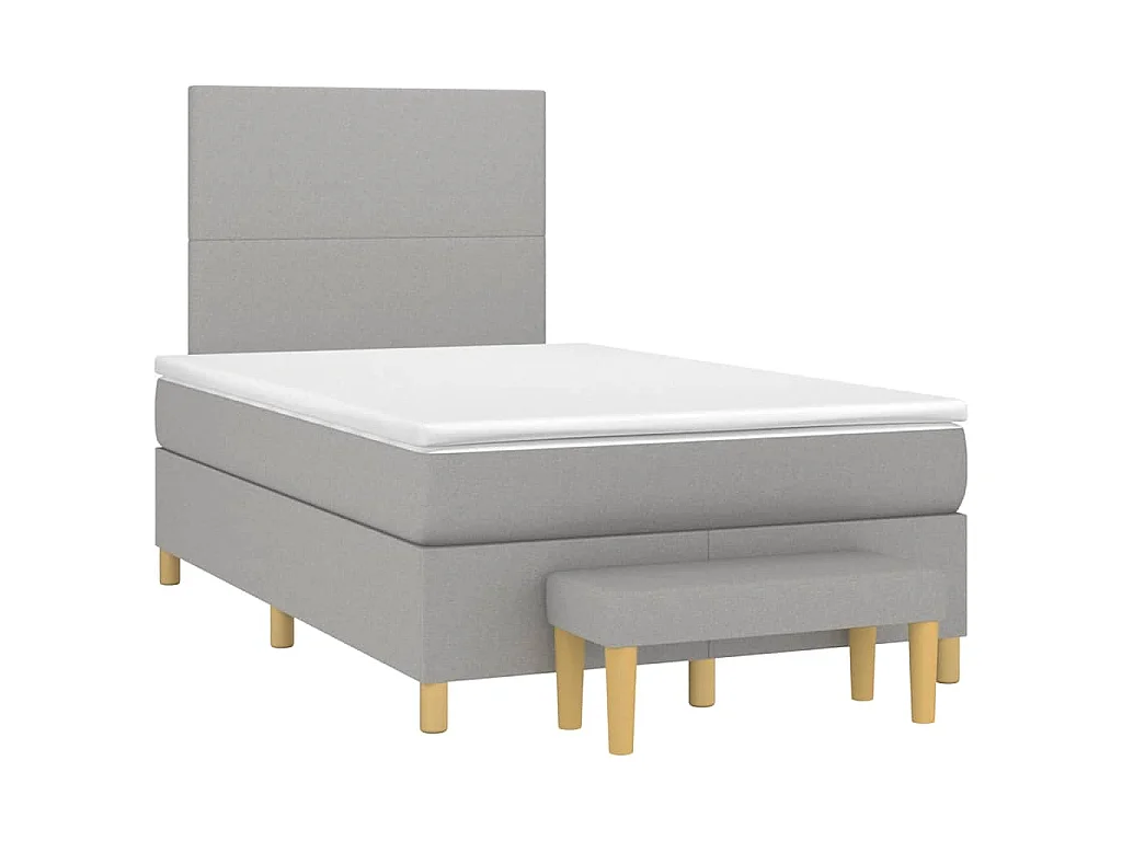 Boxspringbett mit Matratze Hellgrau 120x190 cm Stoff