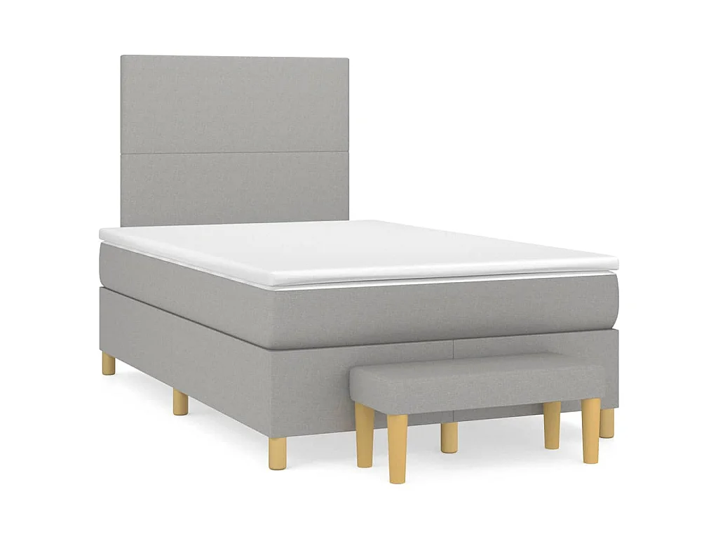 Boxspringbett mit Matratze Hellgrau 120x190 cm Stoff