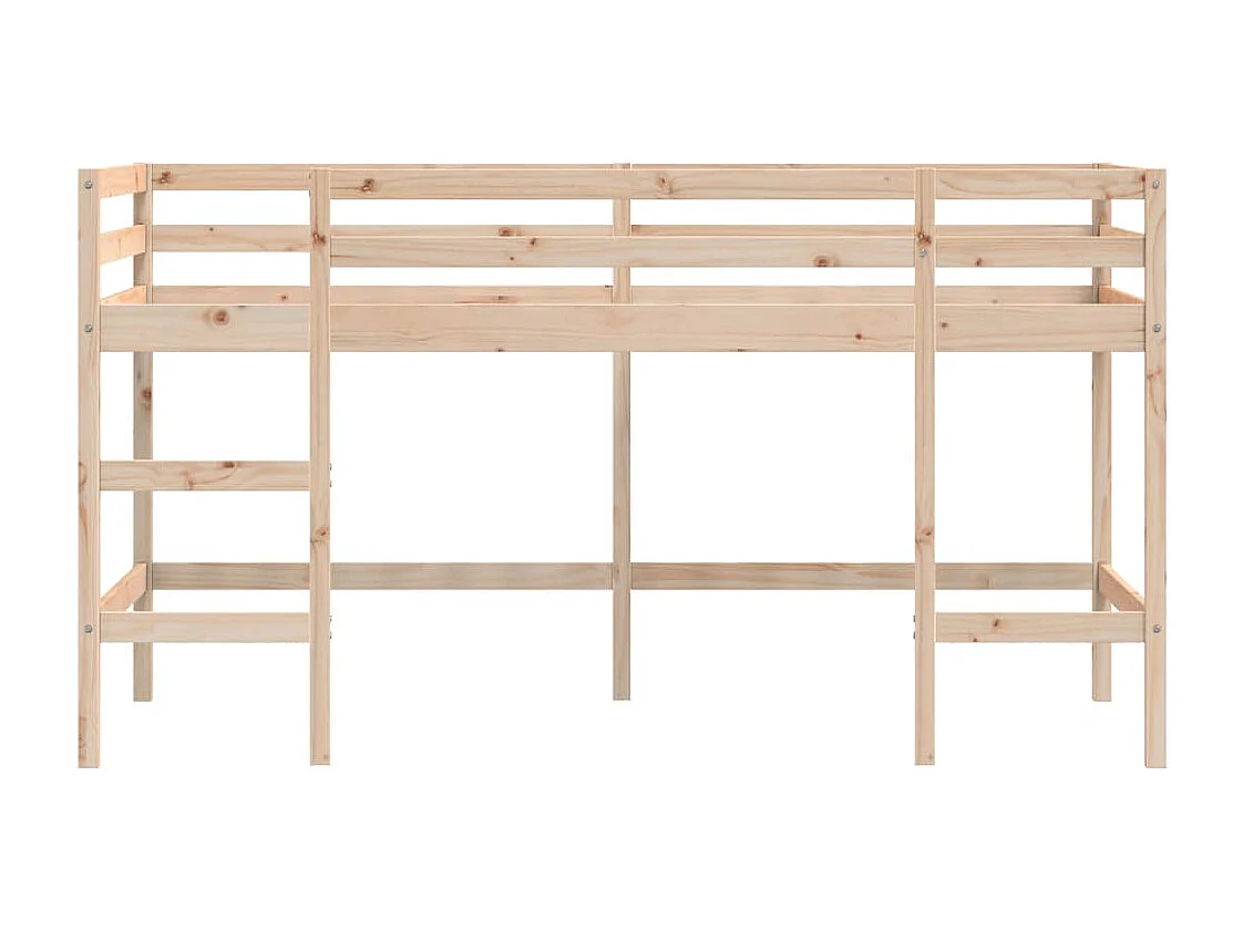 Letto Soppalco con Scala Bambini 90x200 cm Legno Massello Pino