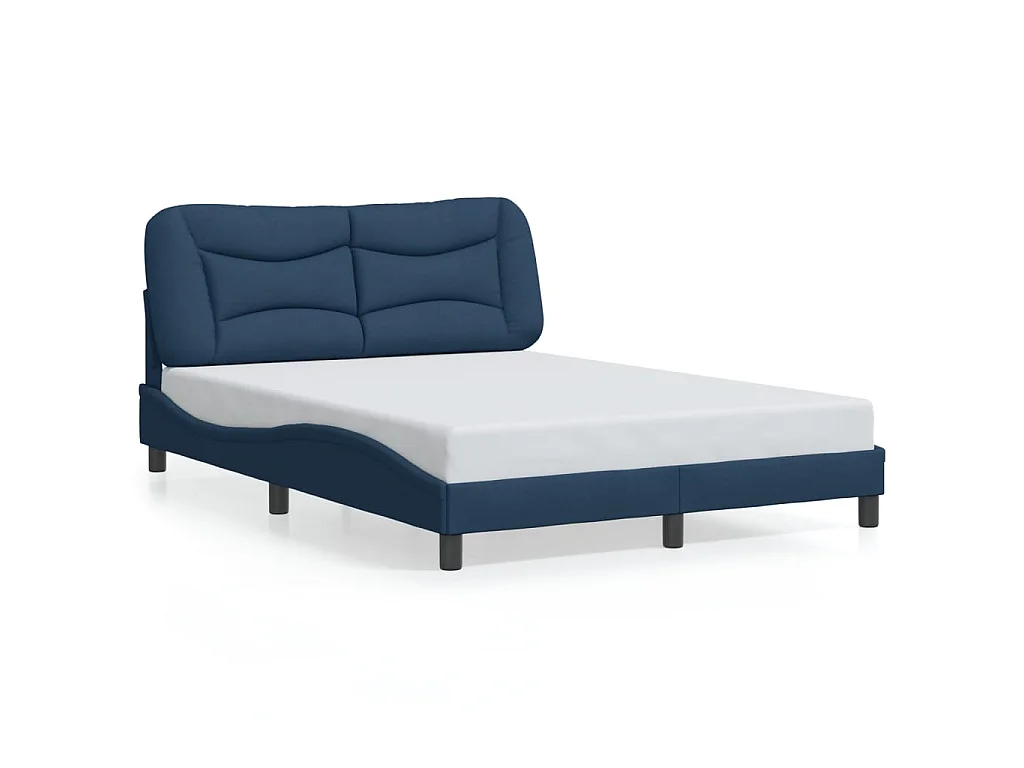 Cadre de lit avec LED sans matelas Hvar bleu 140x200 cm tissu