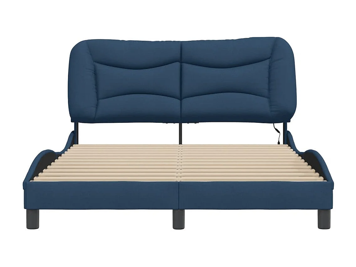 Cadre de lit avec LED sans matelas Hvar bleu 140x200 cm tissu