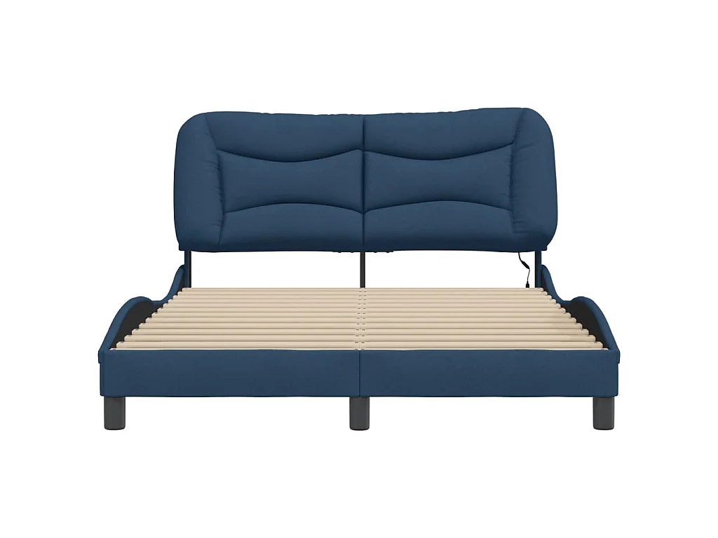 Cadre de lit avec LED sans matelas Hvar bleu 140x200 cm tissu