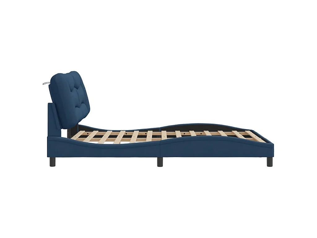 Cadre de lit avec LED sans matelas Hvar bleu 140x200 cm tissu