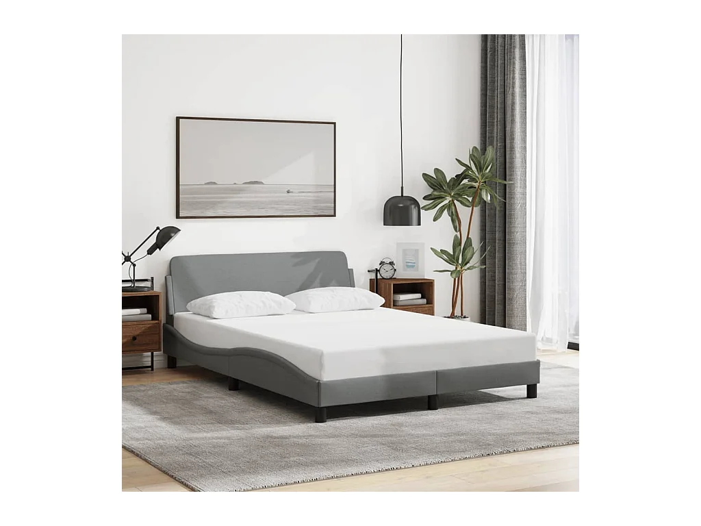 Cadre de lit sans matelas gris clair 120x200 cm tissu