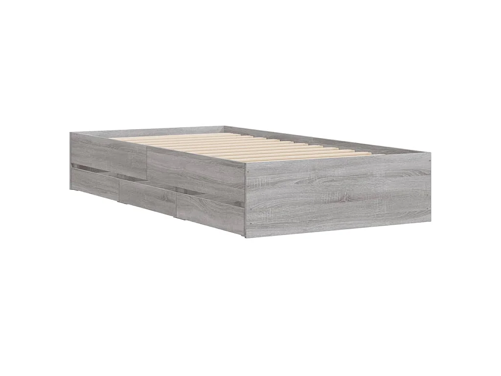 Cadre de lit avec tiroirs sans matelas sonoma gris 75x190 cm