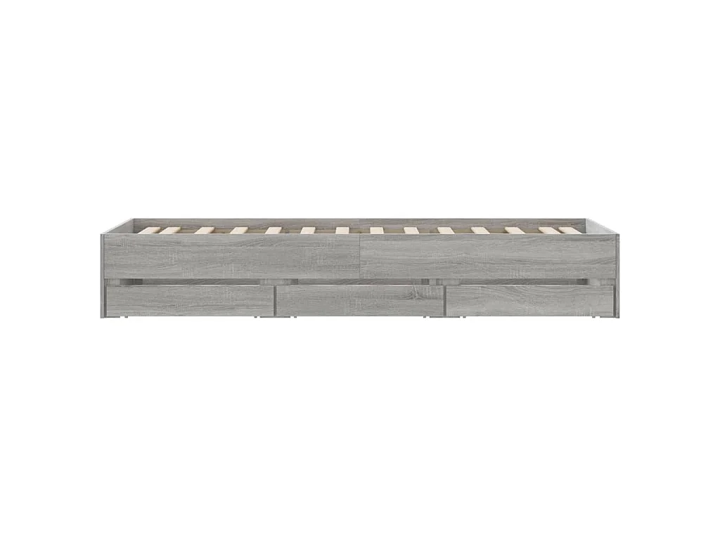 Cadre de lit avec tiroirs sans matelas sonoma gris 75x190 cm