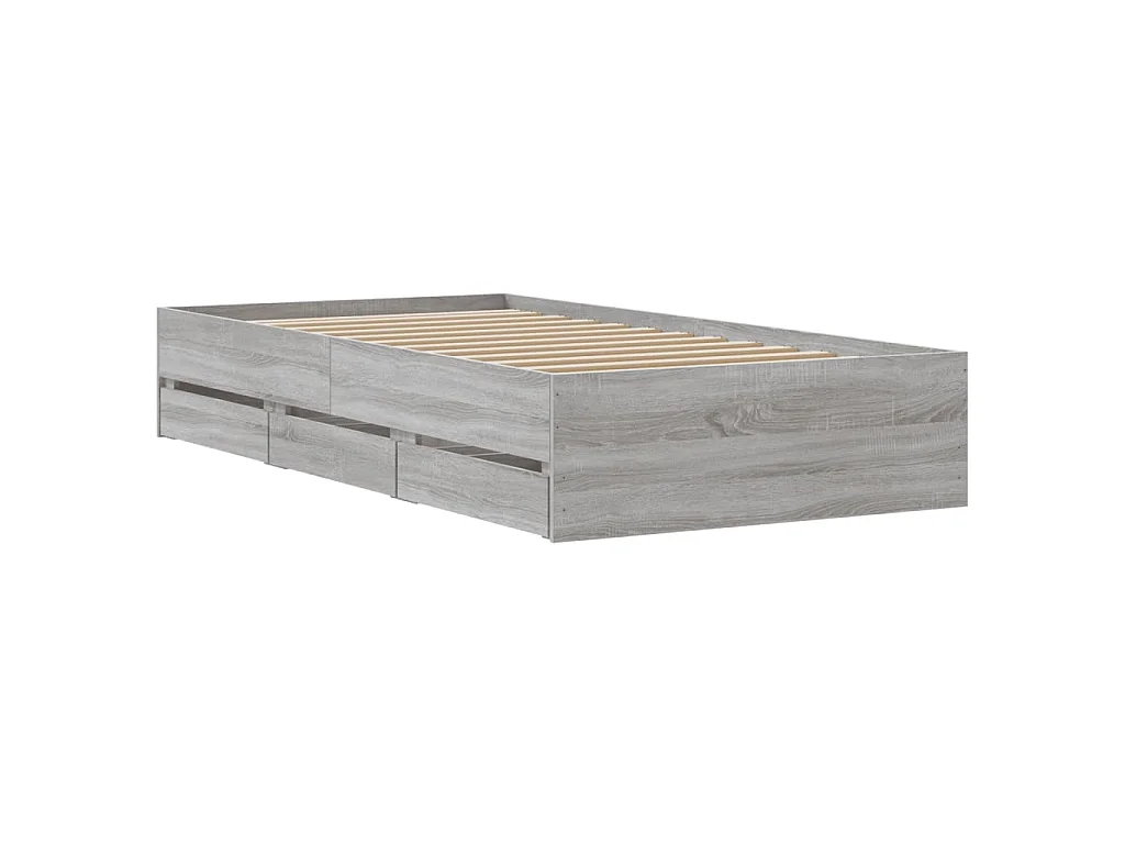 Cadre de lit avec tiroirs sans matelas sonoma gris 75x190 cm