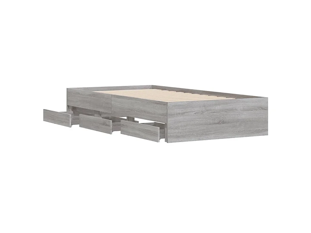 Cadre de lit avec tiroirs sans matelas sonoma gris 75x190 cm