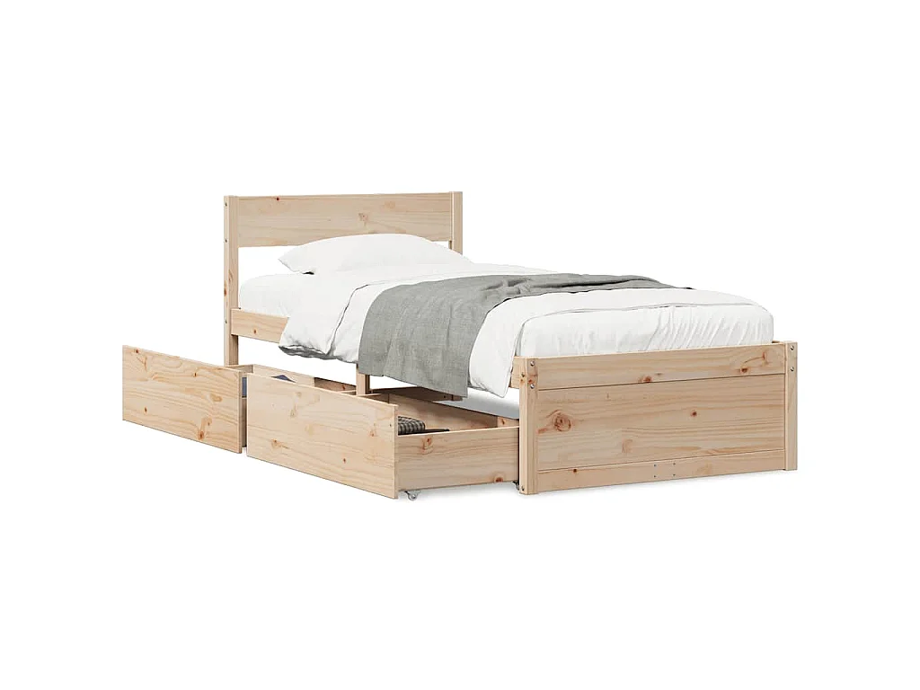 Letto senza Materasso 90x200 cm in Legno Massello di Pino