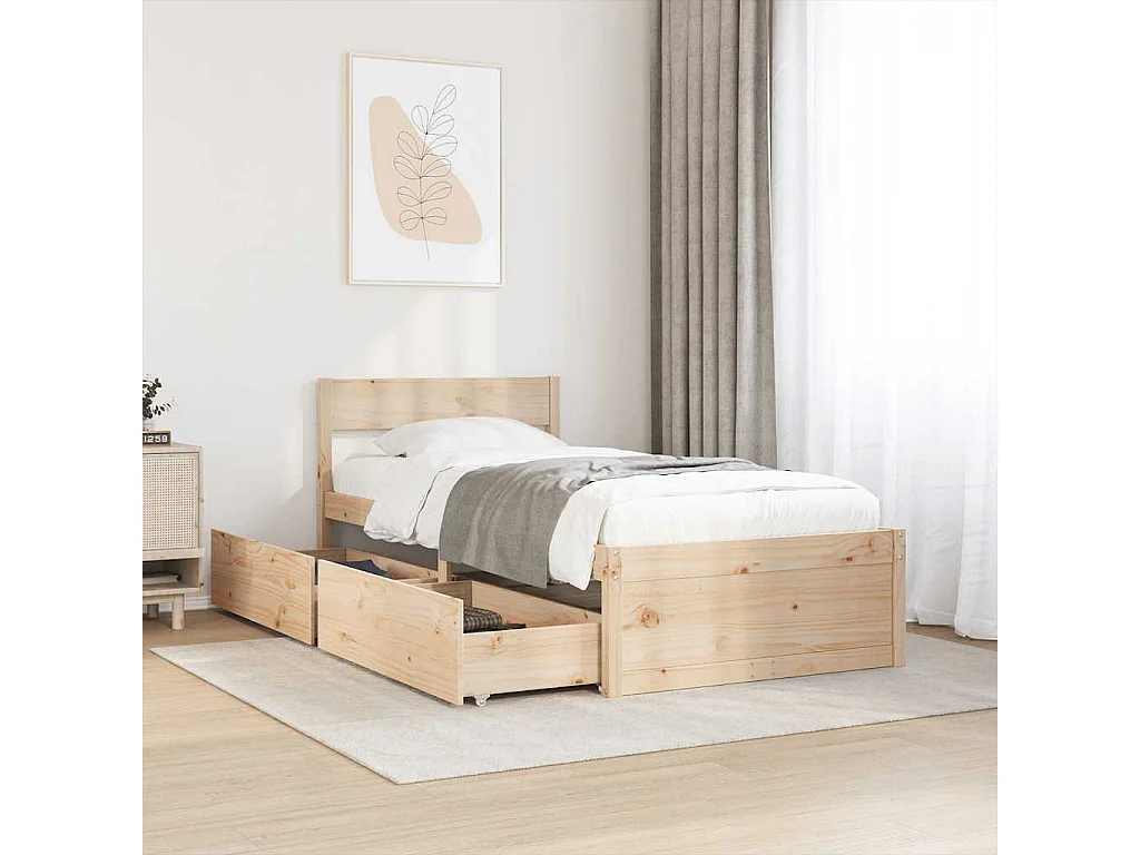 Letto senza Materasso 90x200 cm in Legno Massello di Pino