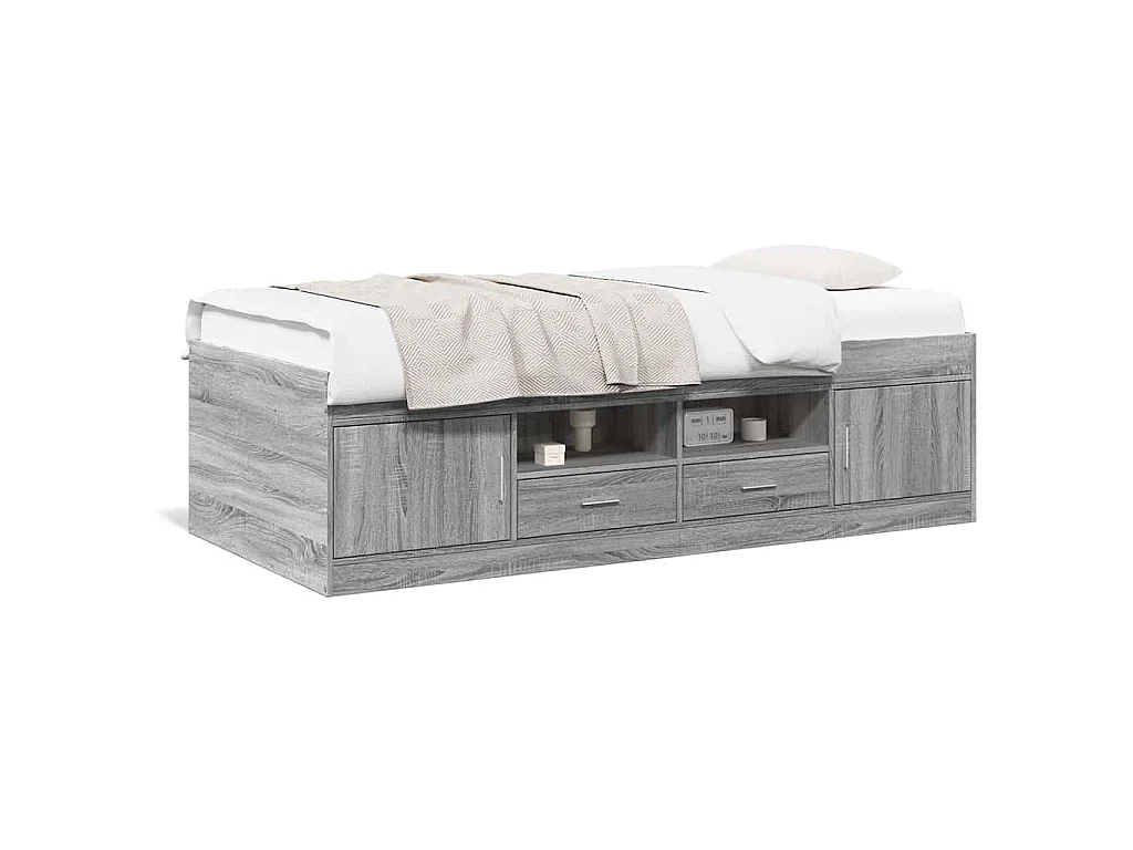 Sofá cama con cajones sin colchón gris Sonoma 75x190 cm