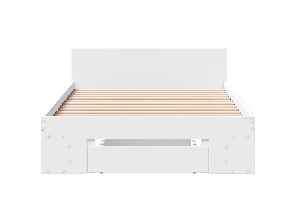 Bedframe met lade bewerkt hout wit 90x200 cm