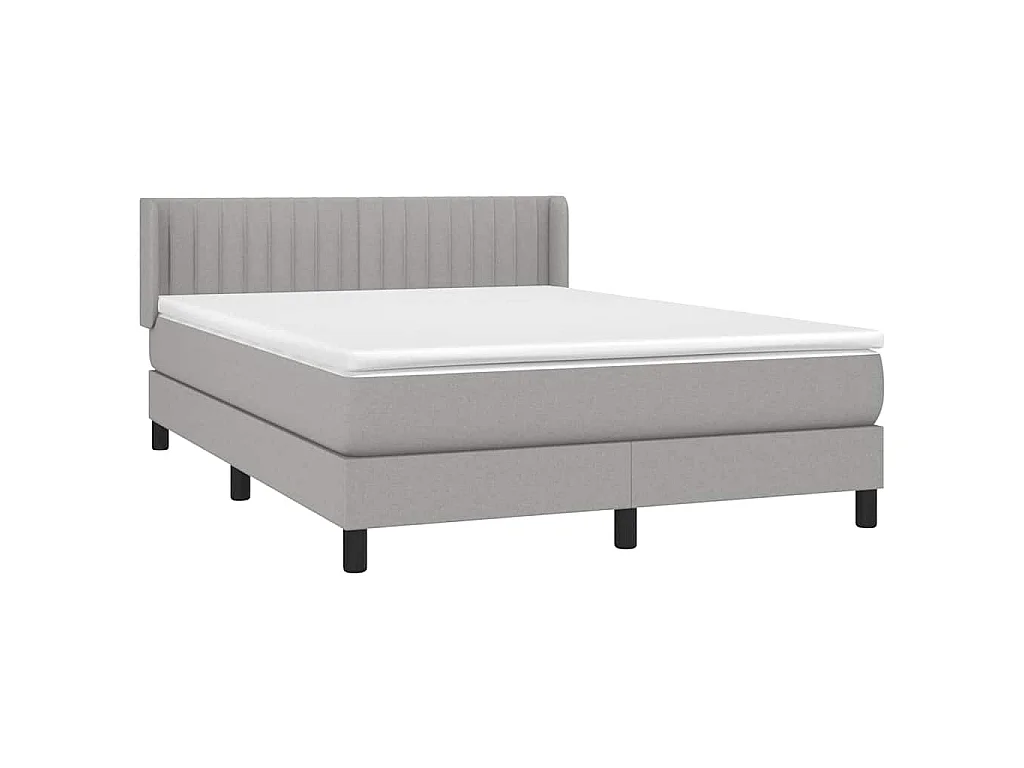 Sommier à lattes de lit avec matelas Gris clair 140x190cm Tissu