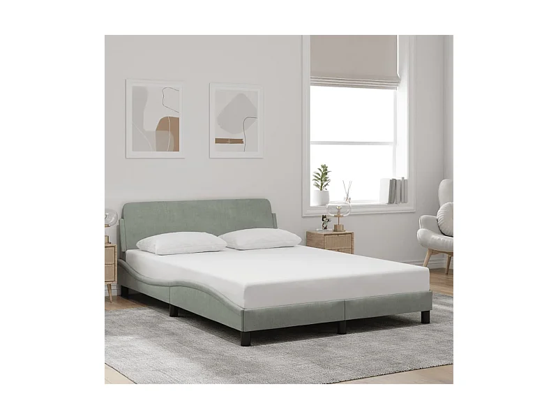 Cadre de lit Dover gris clair 140x190 cm velours