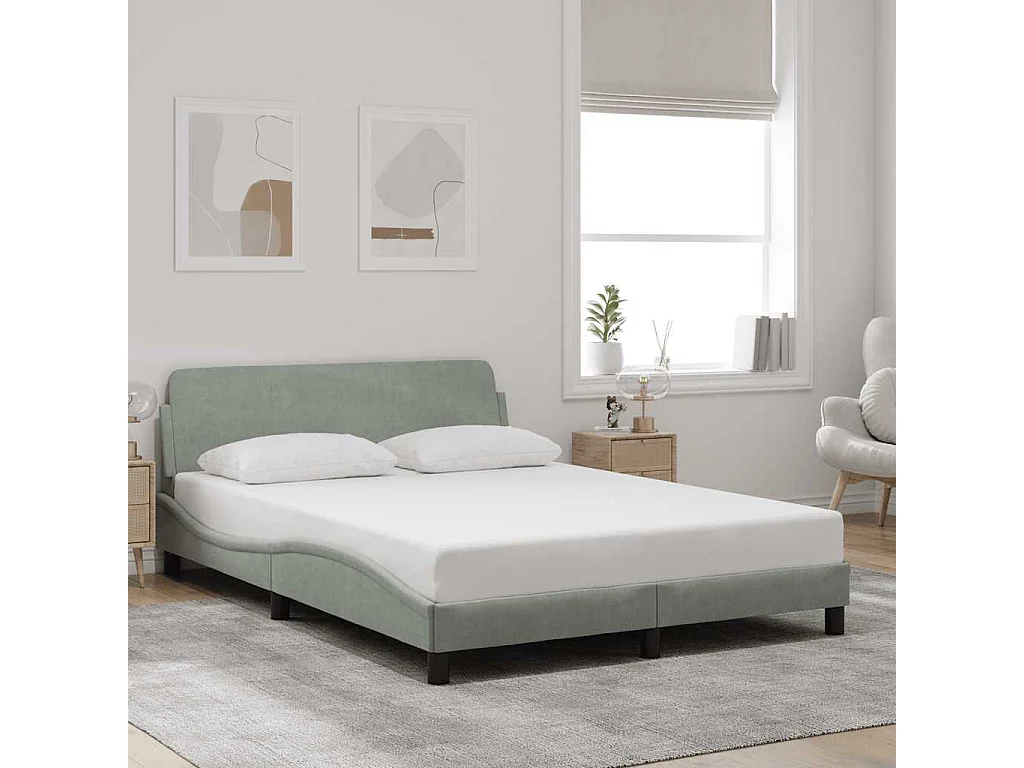 Cadre de lit Dover gris clair 140x190 cm velours