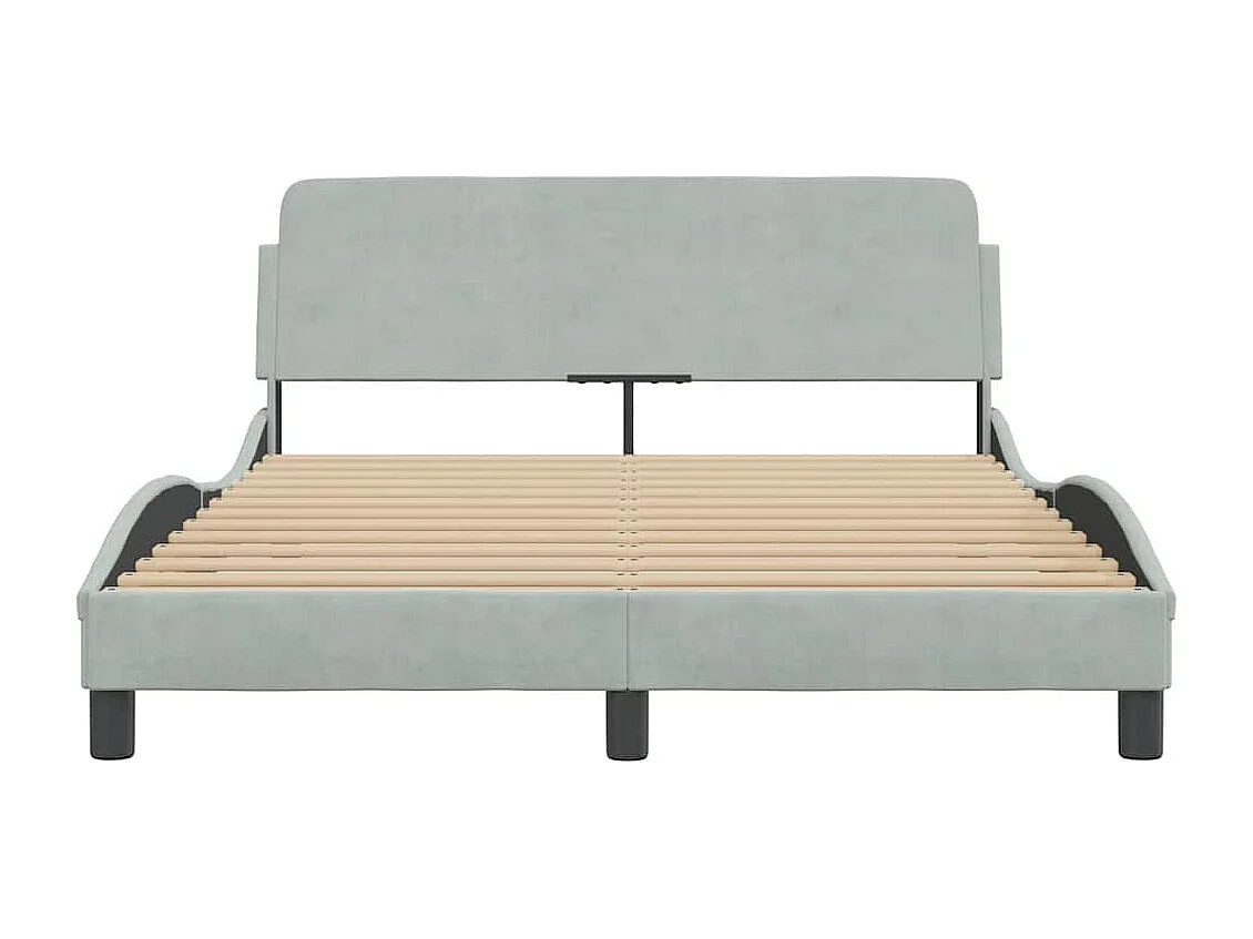 Cadre de lit Dover gris clair 140x190 cm velours