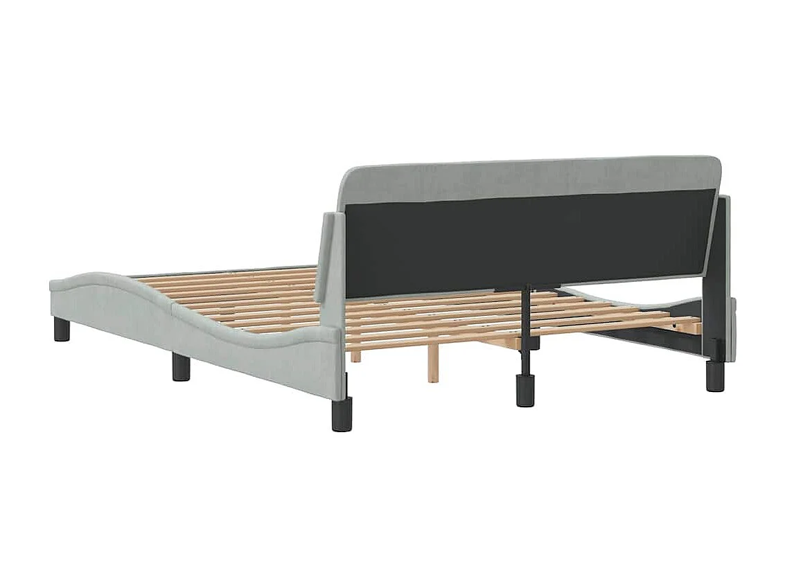 Cadre de lit Dover gris clair 140x190 cm velours