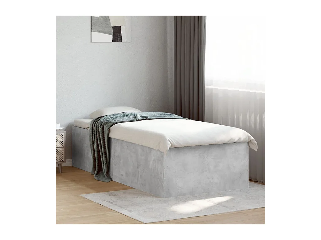 Cadre de lit sans matelas gris béton 75x190 cm