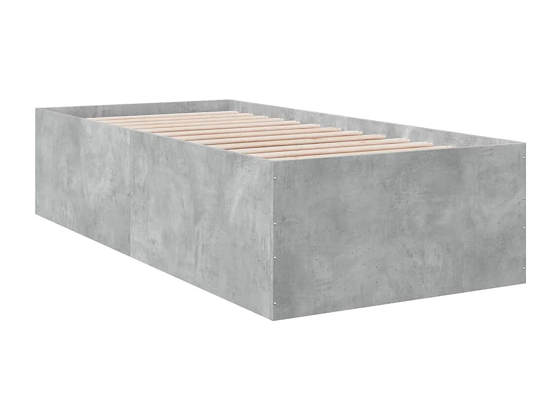 Cadre de lit sans matelas gris béton 75x190 cm