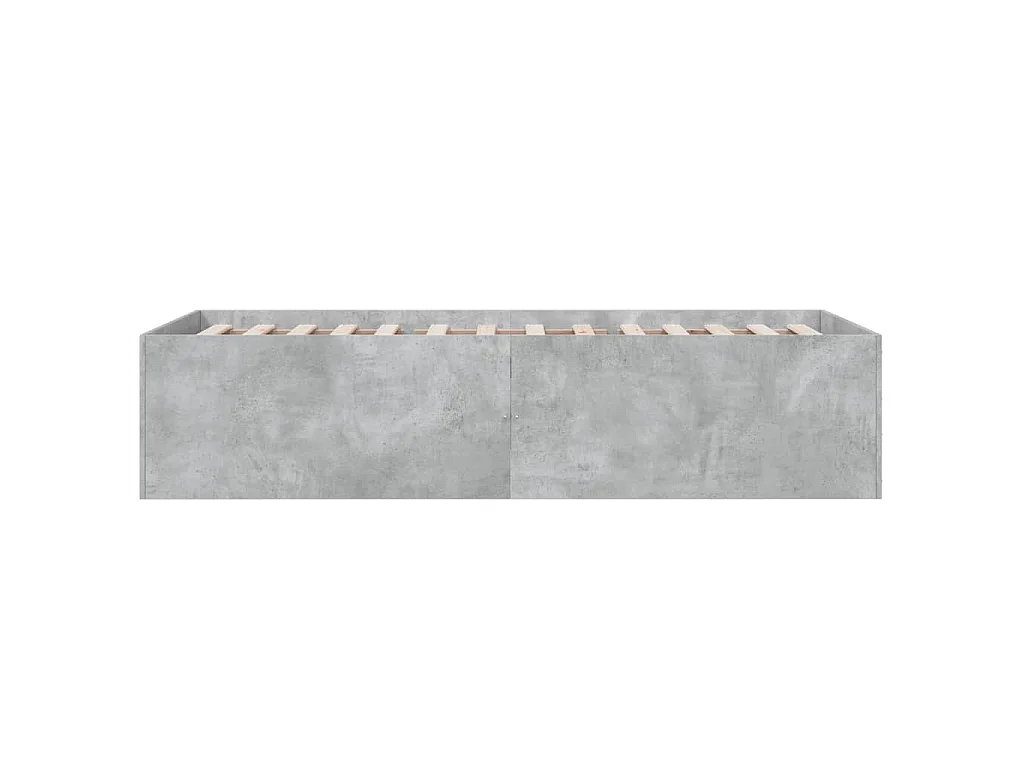 Cadre de lit sans matelas gris béton 75x190 cm