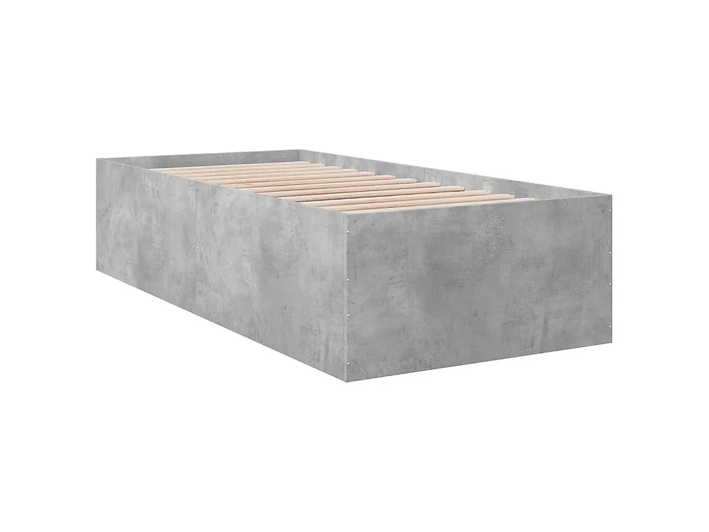 Cadre de lit sans matelas gris béton 75x190 cm