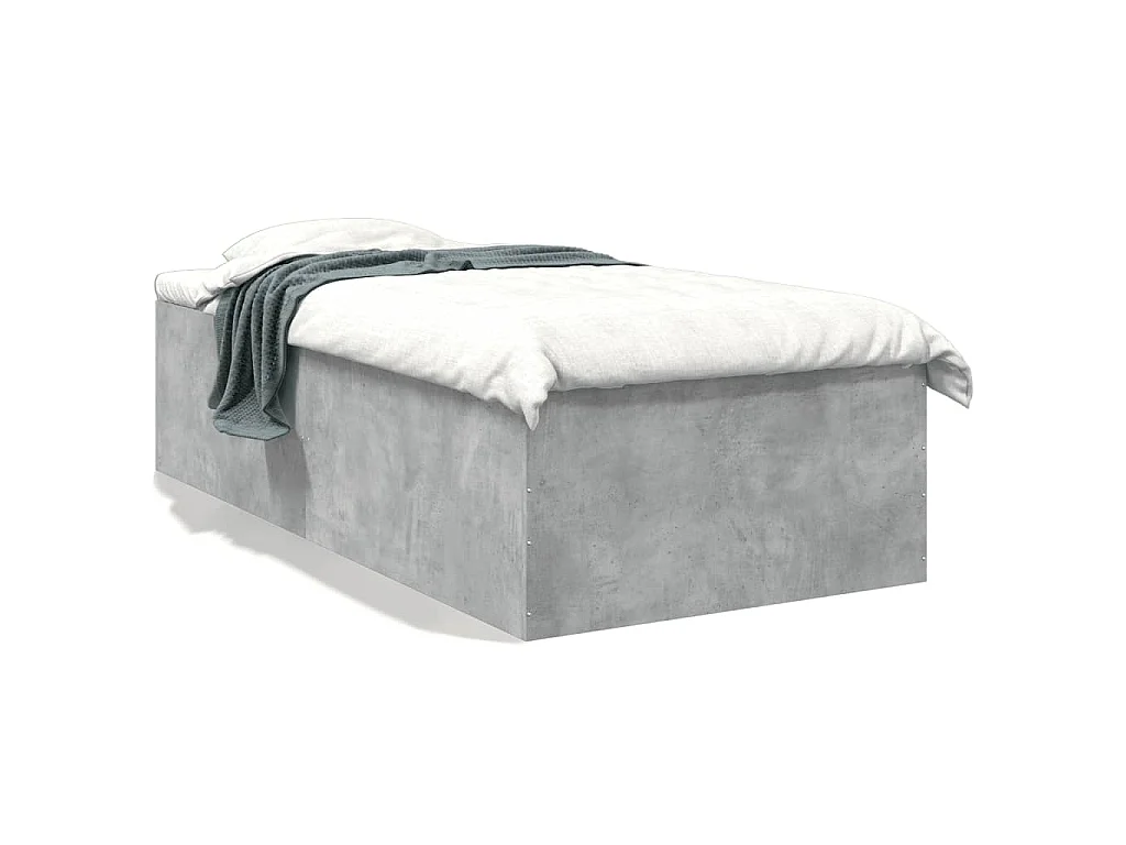 Cadre de lit sans matelas gris béton 75x190 cm