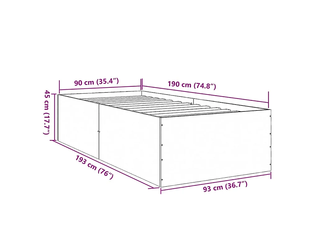 Cadre de lit sans matelas blanc 90x190 cm