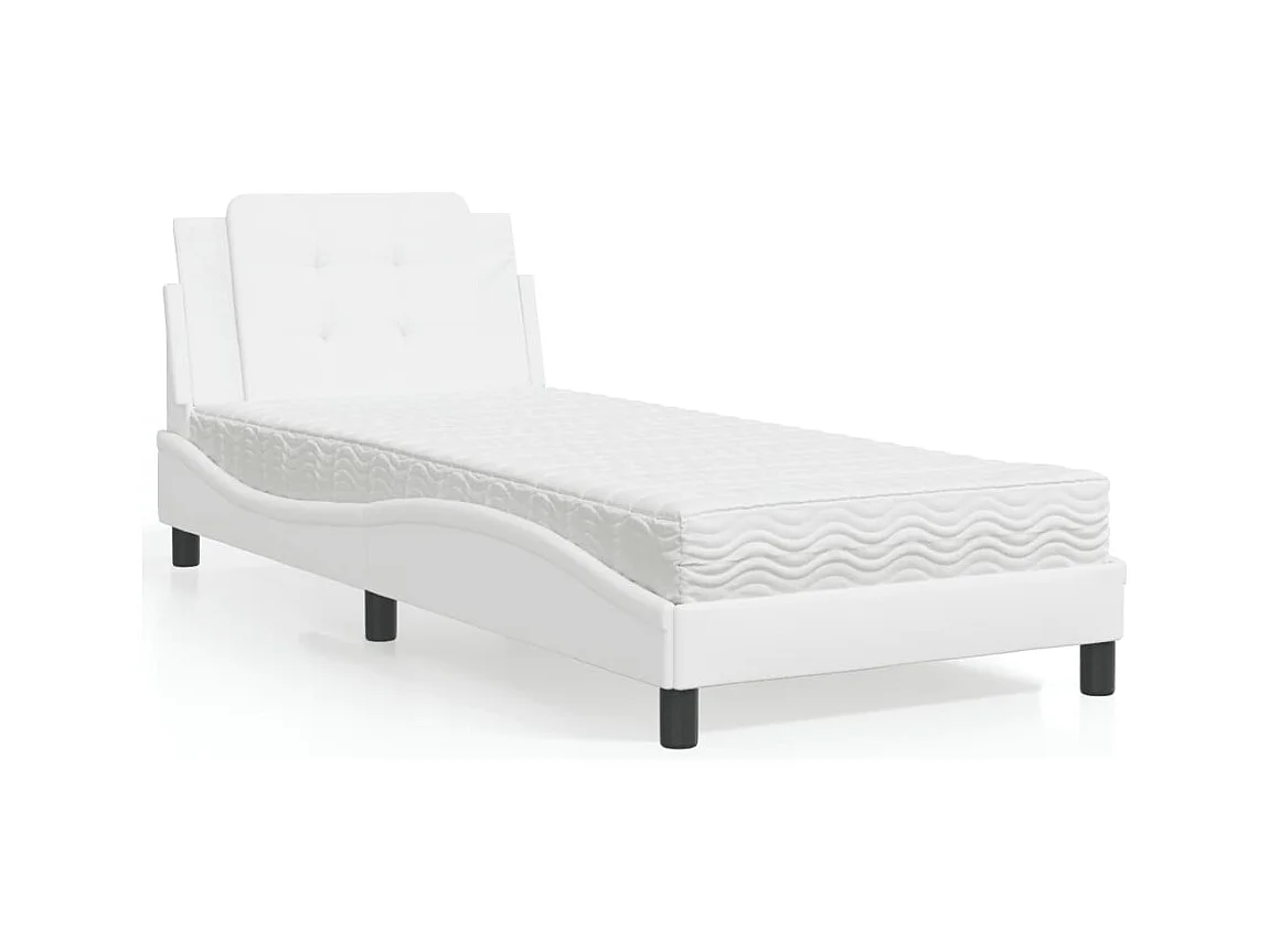 Lit avec matelas blanc 80x200 cm similicuir