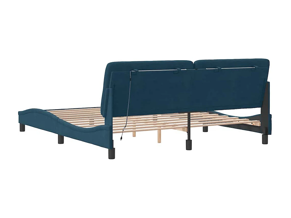 Giroletto con LED senza Materasso Blu 180x200 cm in Velluto