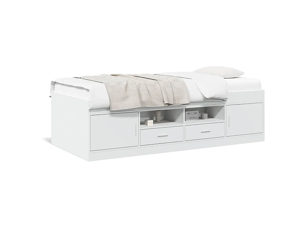 Divano Letto con Cassetti senza Materasso Bianco 75x190 cm