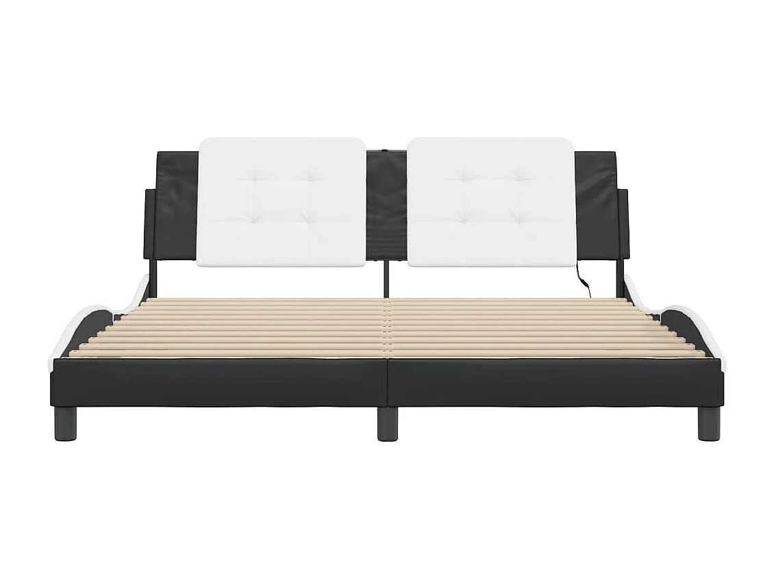 Bedframe met LED zonder matras "Zadar" zwart en wit 180x200 cm