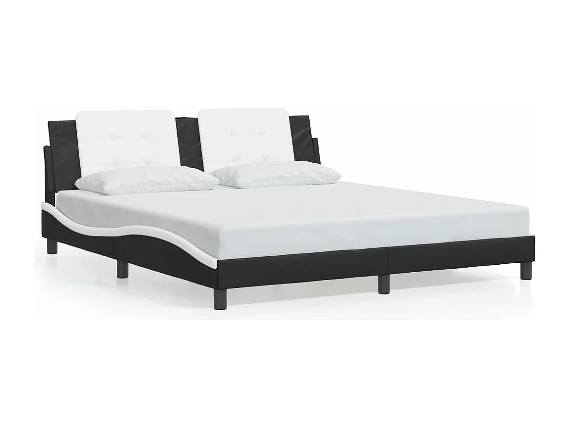 Estrutura de cama com LED sem colchão Zadar 180x200cm preto/branco