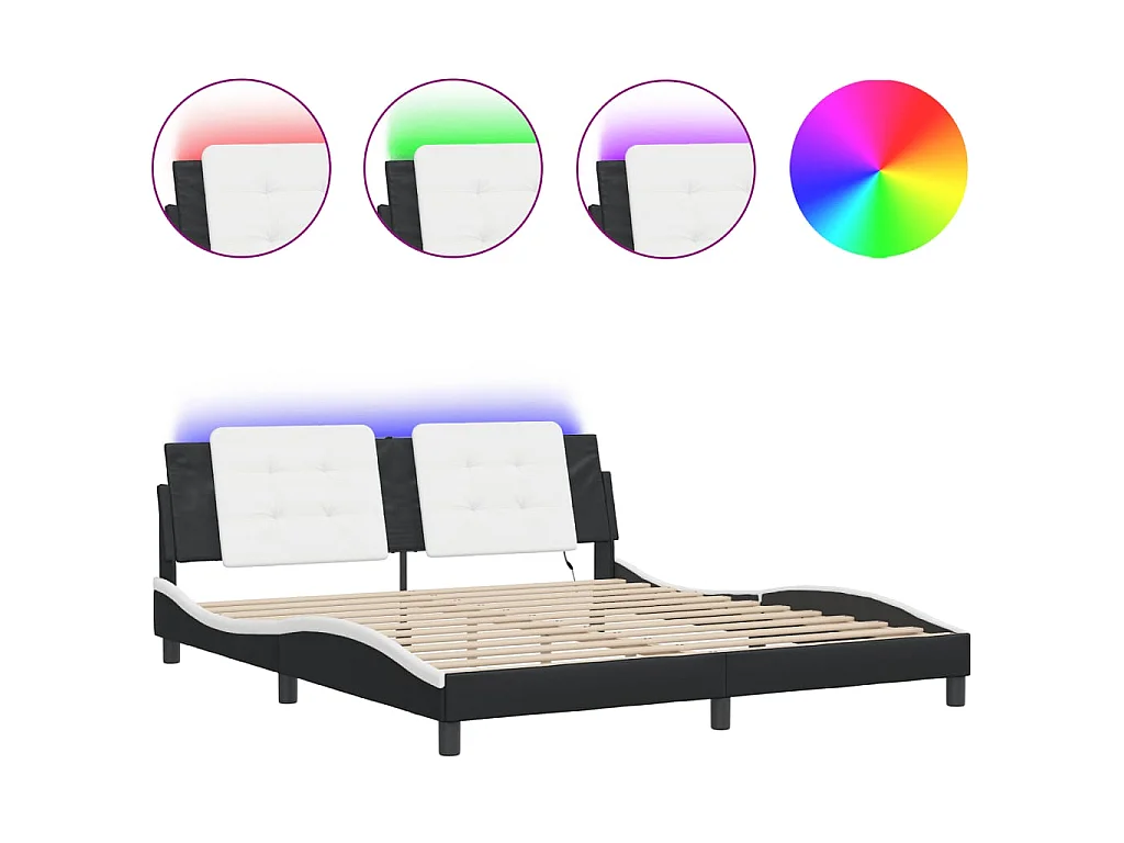 Bedframe met LED zonder matras "Zadar" zwart en wit 180x200 cm