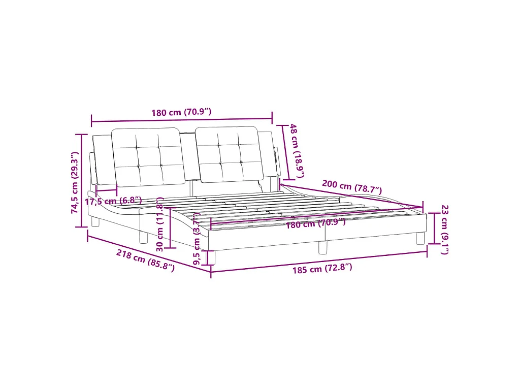 Bedframe met LED zonder matras "Zadar" zwart en wit 180x200 cm
