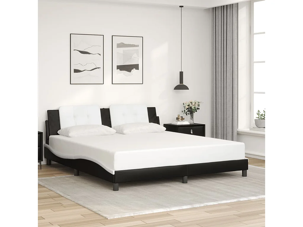 Bedframe met LED zonder matras "Zadar" zwart en wit 180x200 cm