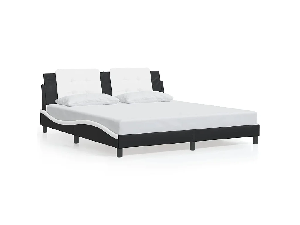 Bedframe met LED zonder matras "Zadar" zwart en wit 180x200 cm