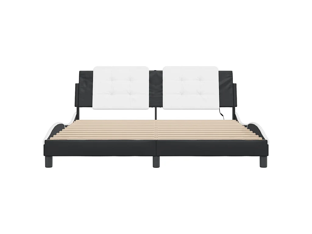 Bedframe met LED zonder matras "Zadar" zwart en wit 180x200 cm